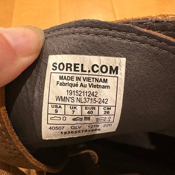 Sorel Cate lace bootie ankle boot  sz 9 combat leather brown - Picture 6 of 9